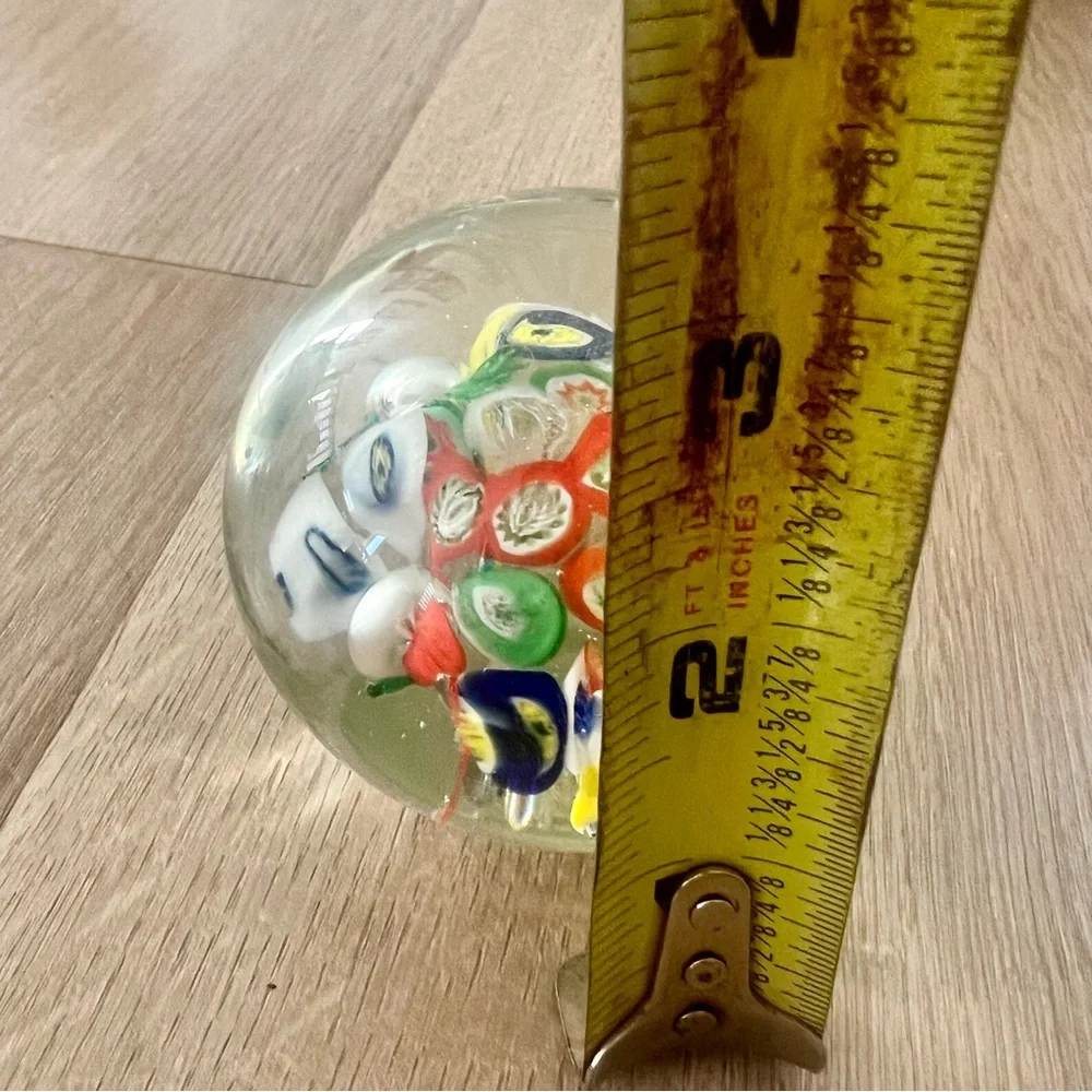 Vintage Italian Murano Art‎ Glass Millefiori Paperweight Multi-color Flowers